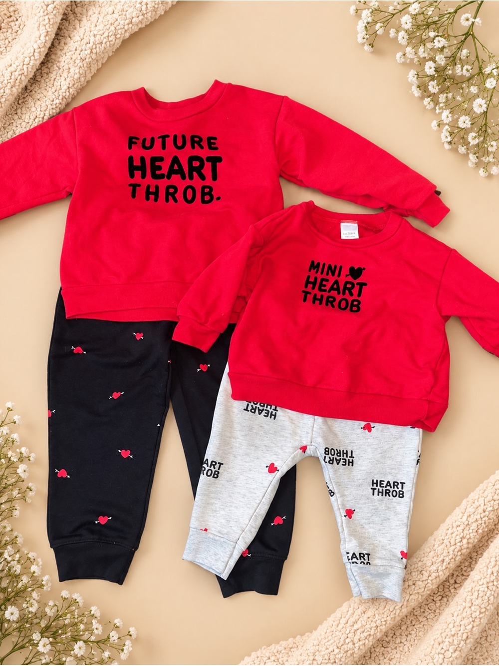 Carter's Red 'Future Heart Throb' & 'Mini Heart Throb' Sweatshirt Jogger Sets